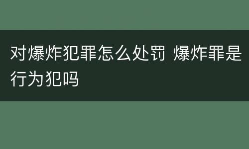 对爆炸犯罪怎么处罚 爆炸罪是行为犯吗