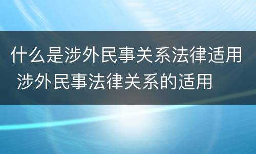 什么是涉外民事关系法律适用 涉外民事法律关系的适用
