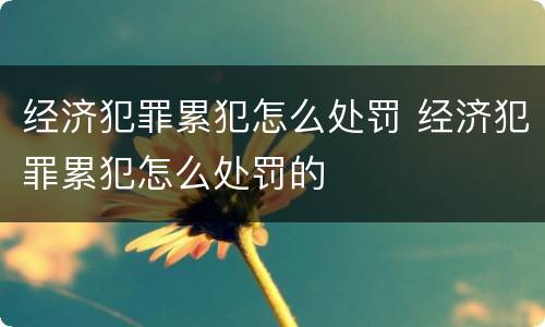 经济犯罪累犯怎么处罚 经济犯罪累犯怎么处罚的