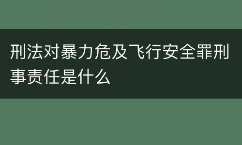 刑法对暴力危及飞行安全罪刑事责任是什么