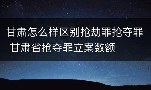 甘肃怎么样区别抢劫罪抢夺罪 甘肃省抢夺罪立案数额