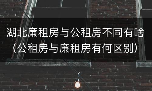 湖北廉租房与公租房不同有啥（公租房与廉租房有何区别）