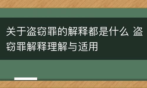 关于盗窃罪的解释都是什么 盗窃罪解释理解与适用