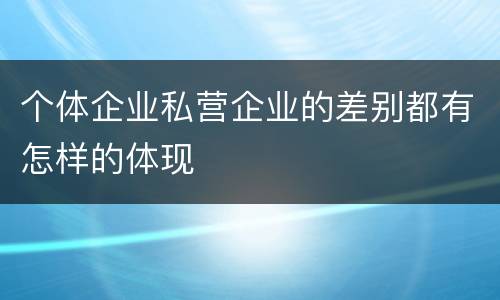 个体企业私营企业的差别都有怎样的体现