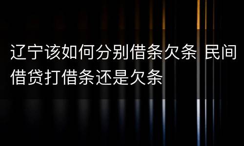 辽宁该如何分别借条欠条 民间借贷打借条还是欠条
