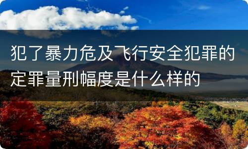 犯了暴力危及飞行安全犯罪的定罪量刑幅度是什么样的