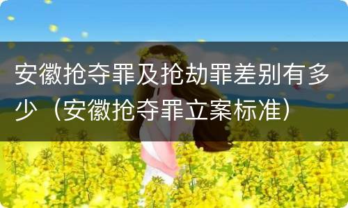 安徽抢夺罪及抢劫罪差别有多少（安徽抢夺罪立案标准）