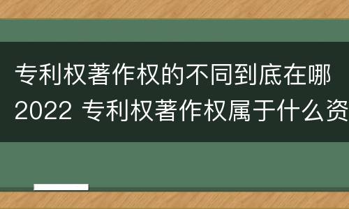 专利权著作权的不同到底在哪2022 专利权著作权属于什么资产