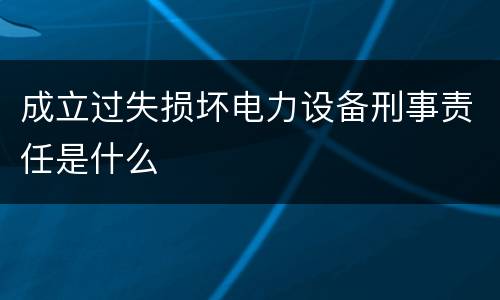 成立过失损坏电力设备刑事责任是什么