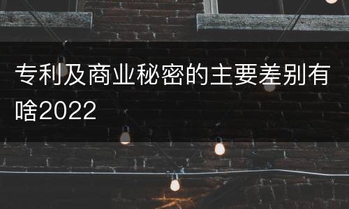 专利及商业秘密的主要差别有啥2022