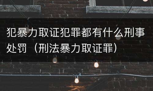 犯暴力取证犯罪都有什么刑事处罚（刑法暴力取证罪）