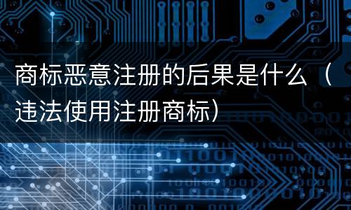 商标恶意注册的后果是什么（违法使用注册商标）