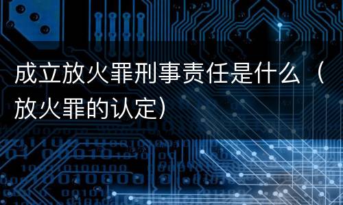成立放火罪刑事责任是什么（放火罪的认定）