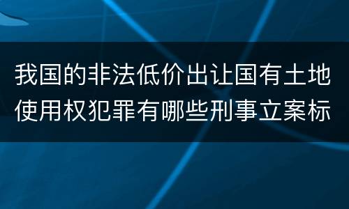 我国的非法低价出让国有土地使用权犯罪有哪些刑事立案标准