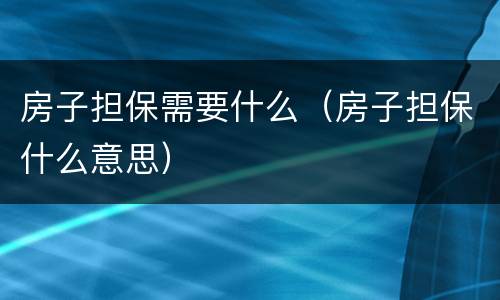 房子担保需要什么（房子担保什么意思）