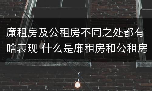 廉租房及公租房不同之处都有啥表现 什么是廉租房和公租房两个有什么特点
