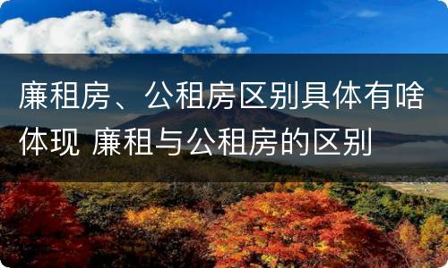 廉租房、公租房区别具体有啥体现 廉租与公租房的区别