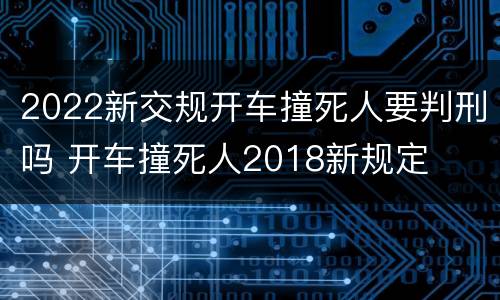 2022新交规开车撞死人要判刑吗 开车撞死人2018新规定