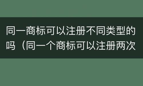 同一商标可以注册不同类型的吗（同一个商标可以注册两次吗）