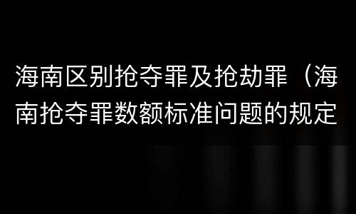 海南区别抢夺罪及抢劫罪（海南抢夺罪数额标准问题的规定）