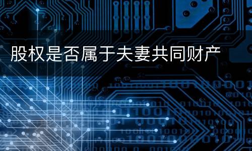 股权是否属于夫妻共同财产