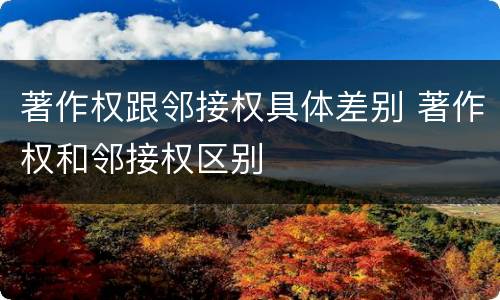 著作权跟邻接权具体差别 著作权和邻接权区别