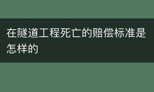 在隧道工程死亡的赔偿标准是怎样的
