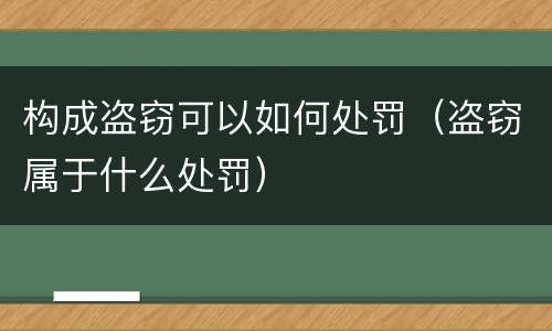 构成盗窃可以如何处罚（盗窃属于什么处罚）
