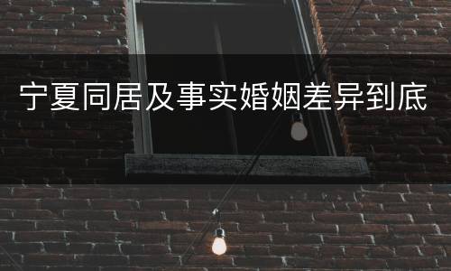 宁夏同居及事实婚姻差异到底