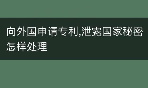 向外国申请专利,泄露国家秘密怎样处理
