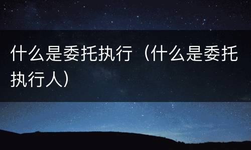 什么是委托执行（什么是委托执行人）