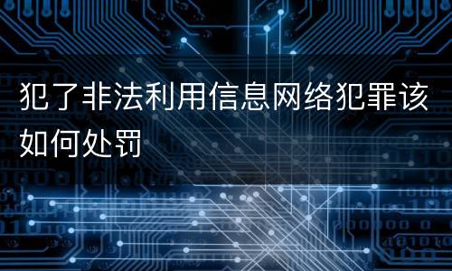 犯了非法利用信息网络犯罪该如何处罚