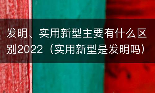 发明、实用新型主要有什么区别2022（实用新型是发明吗）