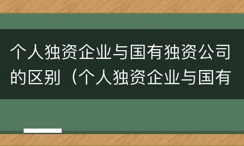个人独资企业与国有独资公司的区别（个人独资企业与国有独资公司的区别）