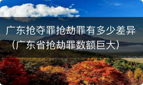 广东抢夺罪抢劫罪有多少差异（广东省抢劫罪数额巨大）