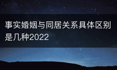 事实婚姻与同居关系具体区别是几种2022