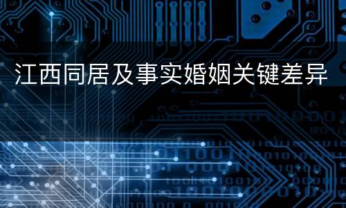 江西同居及事实婚姻关键差异