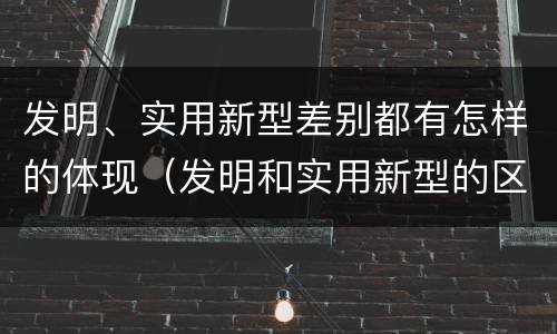 发明、实用新型差别都有怎样的体现（发明和实用新型的区别和联系有什么）