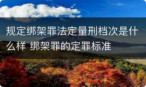 规定绑架罪法定量刑档次是什么样 绑架罪的定罪标准