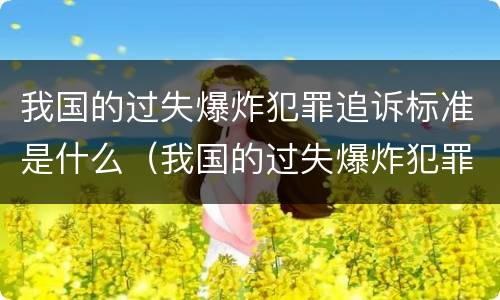 我国的过失爆炸犯罪追诉标准是什么（我国的过失爆炸犯罪追诉标准是什么）