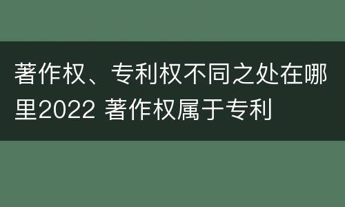 著作权、专利权不同之处在哪里2022 著作权属于专利