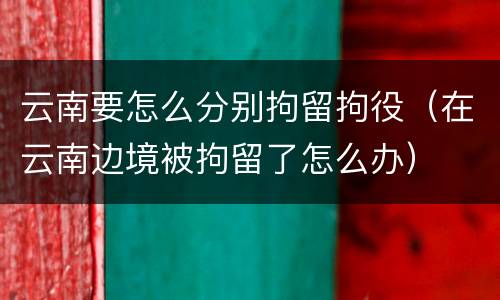 云南要怎么分别拘留拘役（在云南边境被拘留了怎么办）