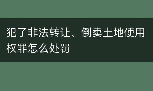 犯了非法转让、倒卖土地使用权罪怎么处罚