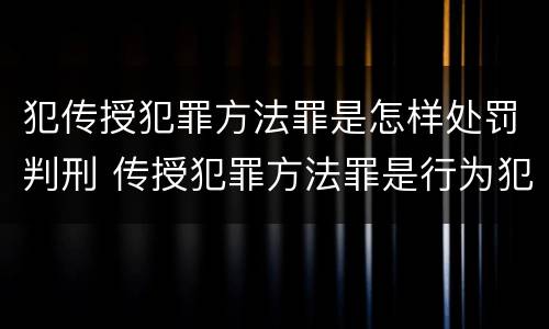 犯传授犯罪方法罪是怎样处罚判刑 传授犯罪方法罪是行为犯吗