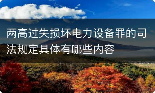 两高过失损坏电力设备罪的司法规定具体有哪些内容