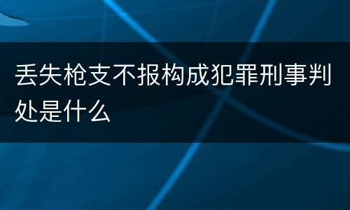 丢失枪支不报构成犯罪刑事判处是什么