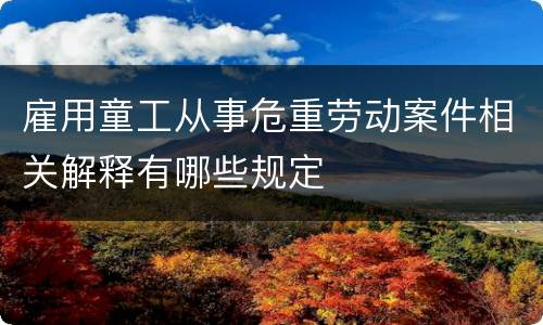 雇用童工从事危重劳动案件相关解释有哪些规定