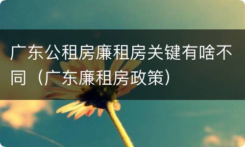 广东公租房廉租房关键有啥不同（广东廉租房政策）