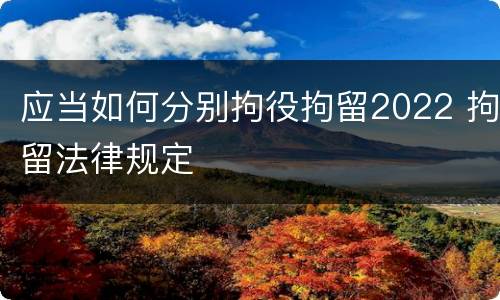 应当如何分别拘役拘留2022 拘留法律规定