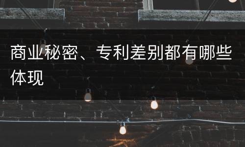 商业秘密、专利差别都有哪些体现